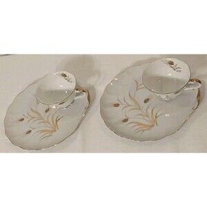 Vintage Lefton China Plate and Cup Luncheon Sets 2 Wheat Pattern Japan VG